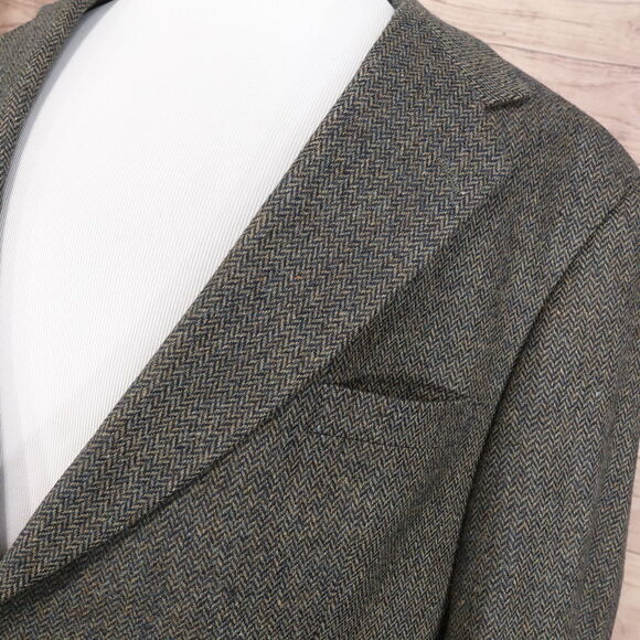 VINTAGE BROOKS BROTHERS USA MADE TWEED HERRINGBONE SPOT COAT MENS SZ 46R 46 REG - Picture 2 of 8
